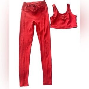 Year of Ours leggings and sports bra sz medium, red